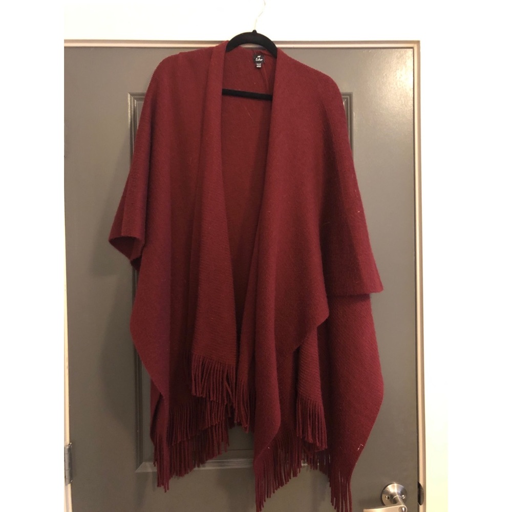 Deep Red Poncho Sweater